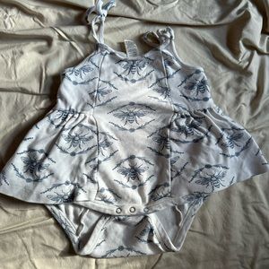 kate quinn blue bee floral spaghetti tie ballerina bubble (organic cotton)